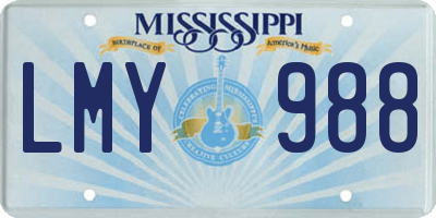 MS license plate LMY988