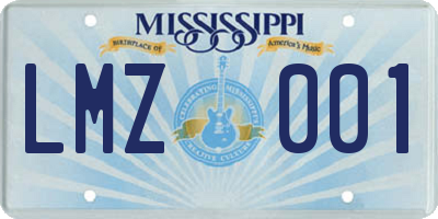 MS license plate LMZ001