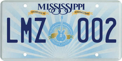 MS license plate LMZ002