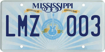 MS license plate LMZ003