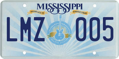 MS license plate LMZ005