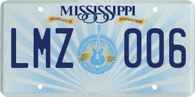 MS license plate LMZ006