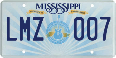 MS license plate LMZ007