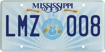 MS license plate LMZ008