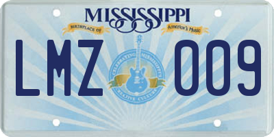 MS license plate LMZ009