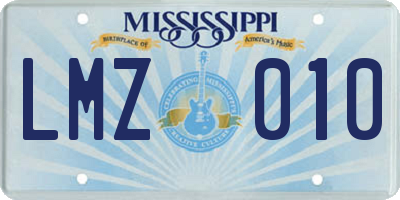 MS license plate LMZ010