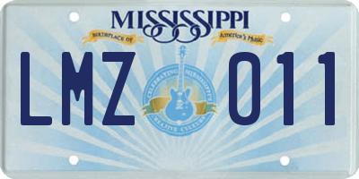 MS license plate LMZ011