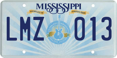 MS license plate LMZ013
