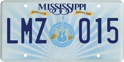 MS license plate LMZ015