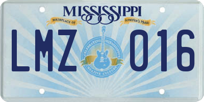 MS license plate LMZ016