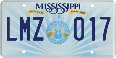MS license plate LMZ017