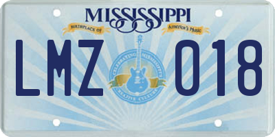 MS license plate LMZ018