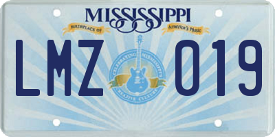 MS license plate LMZ019