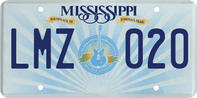 MS license plate LMZ020