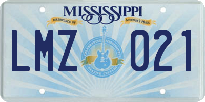MS license plate LMZ021