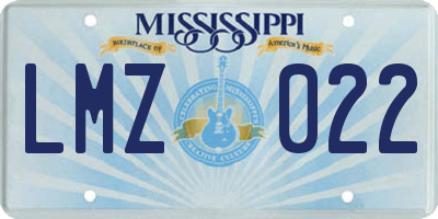 MS license plate LMZ022