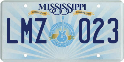 MS license plate LMZ023