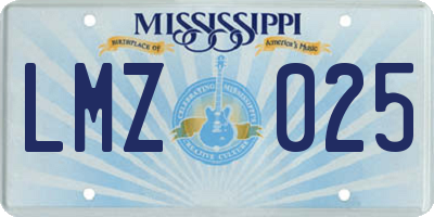 MS license plate LMZ025