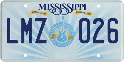 MS license plate LMZ026
