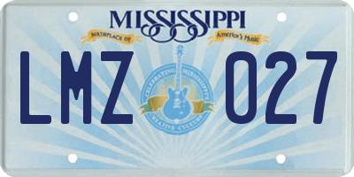 MS license plate LMZ027