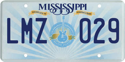 MS license plate LMZ029