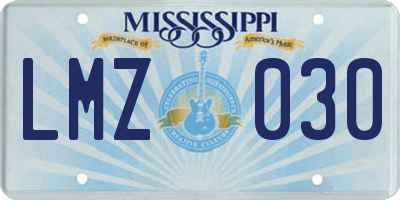 MS license plate LMZ030