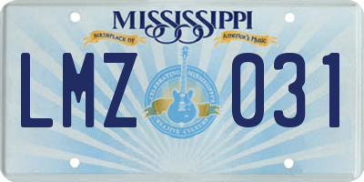 MS license plate LMZ031