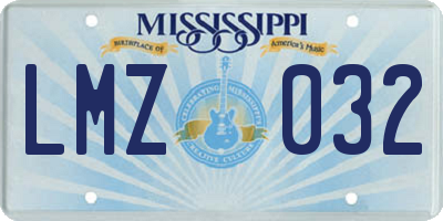 MS license plate LMZ032