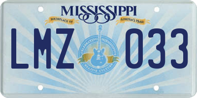 MS license plate LMZ033