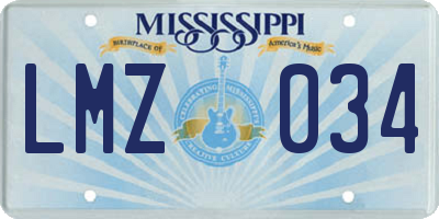 MS license plate LMZ034