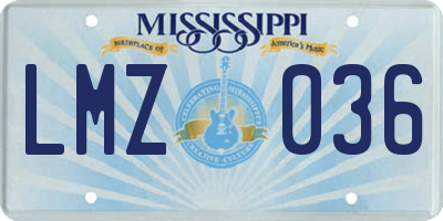 MS license plate LMZ036
