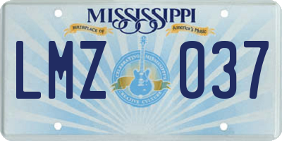 MS license plate LMZ037