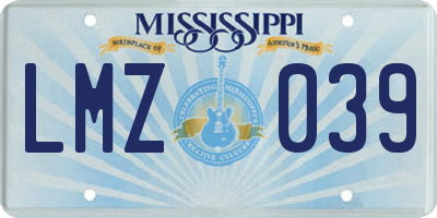 MS license plate LMZ039