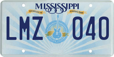 MS license plate LMZ040
