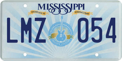 MS license plate LMZ054