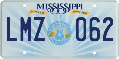 MS license plate LMZ062