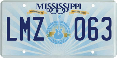 MS license plate LMZ063