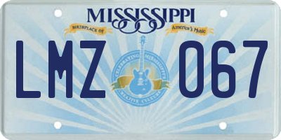 MS license plate LMZ067
