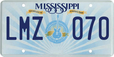 MS license plate LMZ070