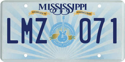 MS license plate LMZ071