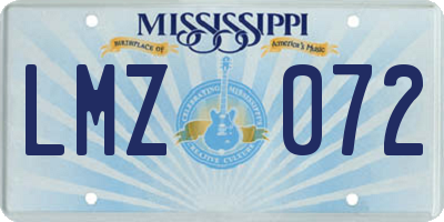 MS license plate LMZ072
