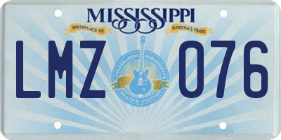 MS license plate LMZ076