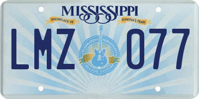 MS license plate LMZ077
