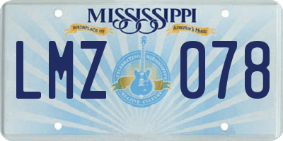 MS license plate LMZ078