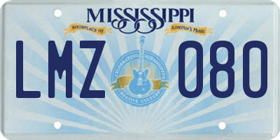 MS license plate LMZ080