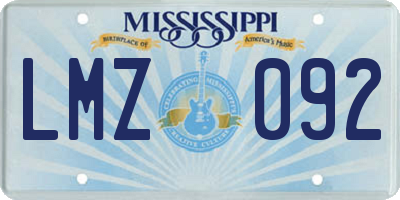MS license plate LMZ092