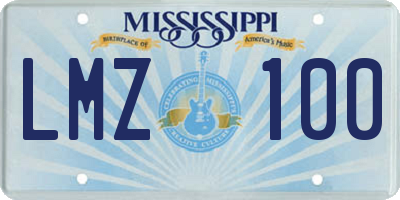 MS license plate LMZ100