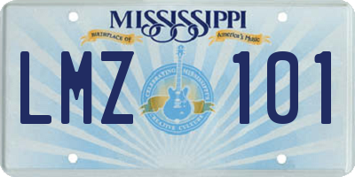 MS license plate LMZ101
