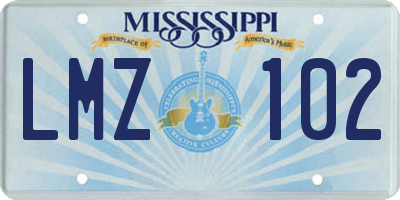 MS license plate LMZ102