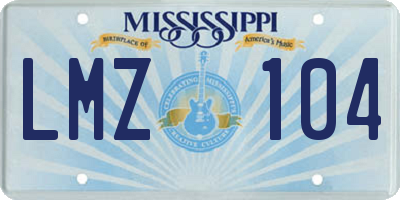 MS license plate LMZ104